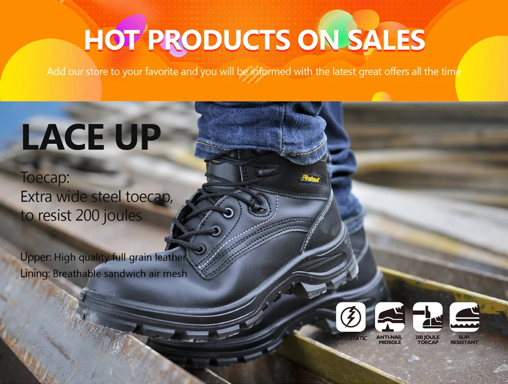 Safetoe Mens Work Safety Shoes Anti-Static Metal-Free Composite Toe Steel Plate Breathable Anti-Abrasion Boots