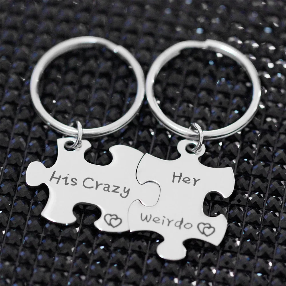 US Stock Uloveido His Crazy, Her Weirdo Keychain Set: Stainless Steel SN136 - Arkansas Outdoors Shop