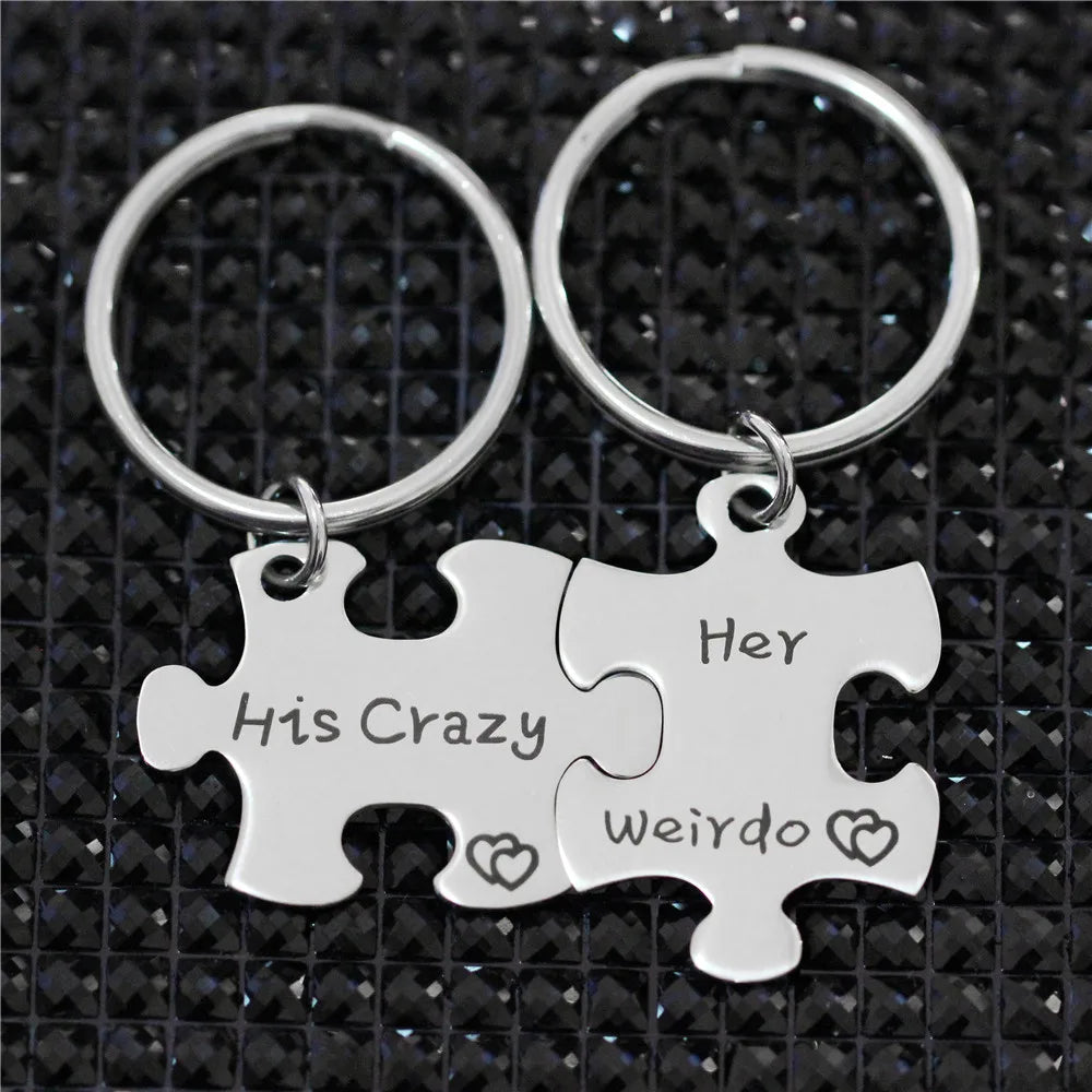 US Stock Uloveido His Crazy, Her Weirdo Keychain Set: Stainless Steel SN136 - Arkansas Outdoors Shop