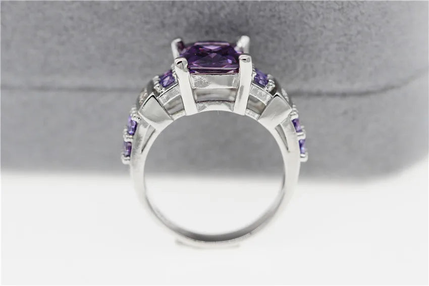 US STOCK Uloveido Charms Engagement Costume Jewelry Rings for Women Cubic Zirconia Purple Wedding Ring Women Jewellery Gift Y352 - Arkansas Outdoors Shop