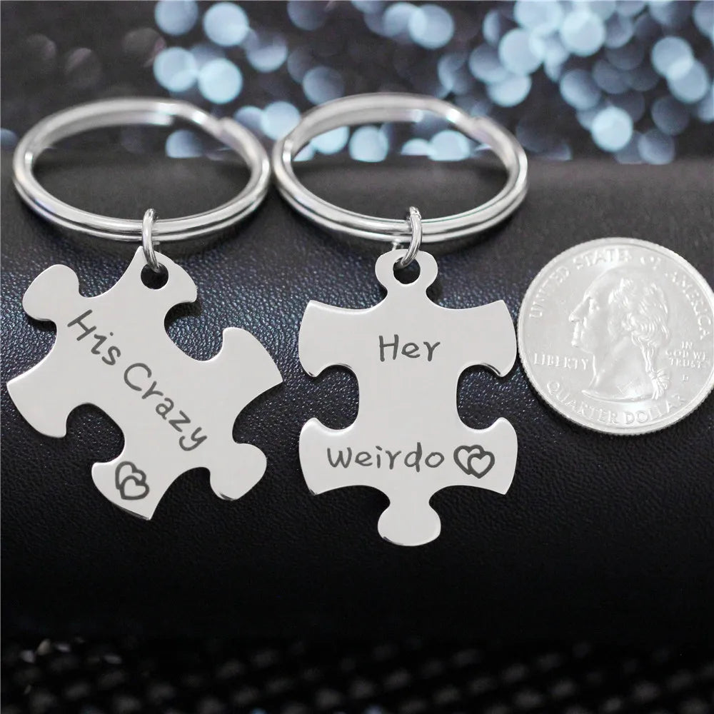 US Stock Uloveido His Crazy, Her Weirdo Keychain Set: Stainless Steel SN136 - Arkansas Outdoors Shop