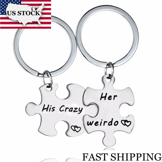 US Stock Uloveido His Crazy, Her Weirdo Keychain Set: Stainless Steel SN136 - Arkansas Outdoors Shop