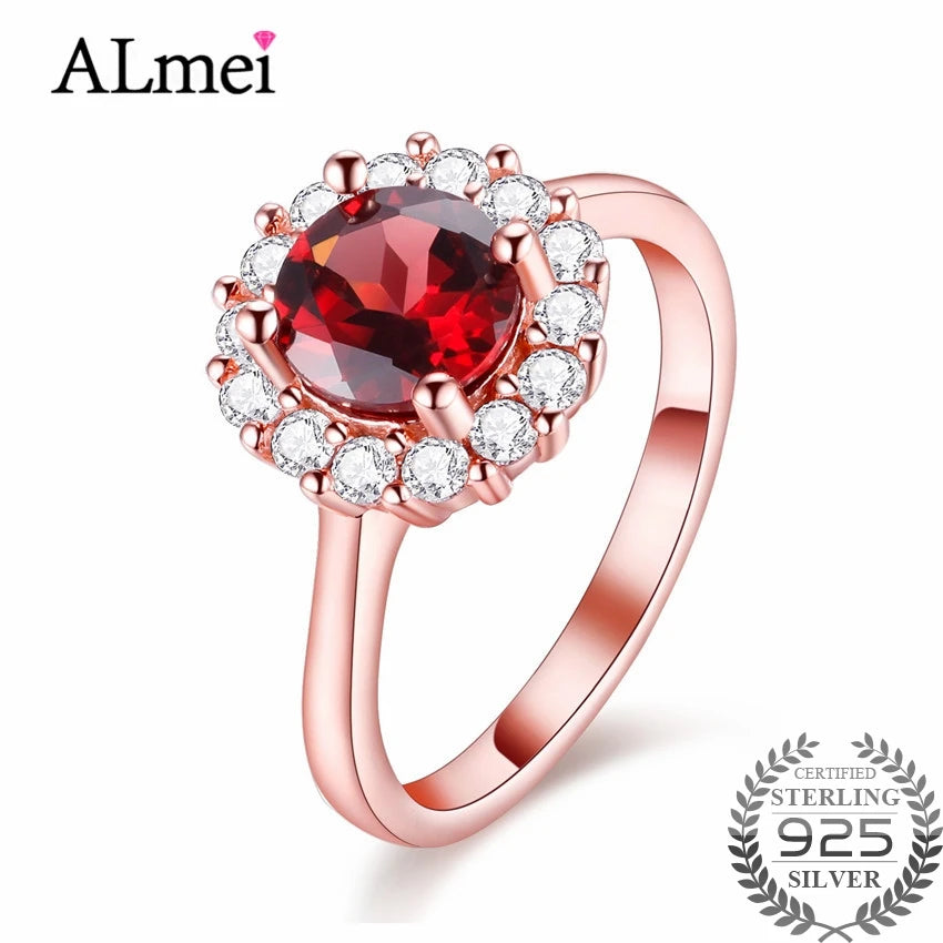 Almei Garnet Flower Ring: Charming Engagement Jewelry, 40% Off FJ042 - Arkansas Outdoors Shop