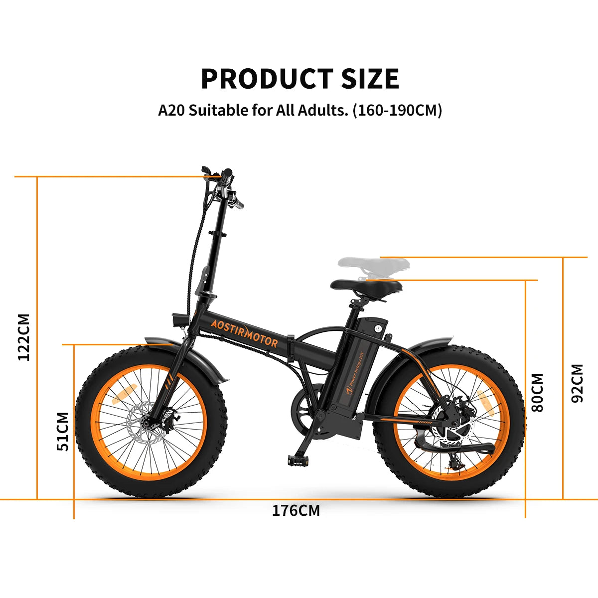 AOSTIRMOTOR 500W Ebike Folding Lithium Battery 36V 13Ah Electric Bicycle 20 Inch Fat Tire Mini Bafang Bike Adult Free Shipping