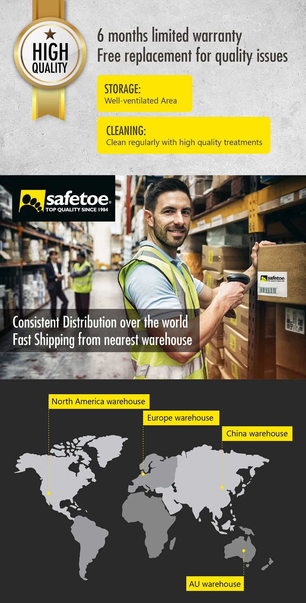 Safetoe Mens Work Safety Shoes Anti-Static Metal-Free Composite Toe Steel Plate Breathable Anti-Abrasion Boots