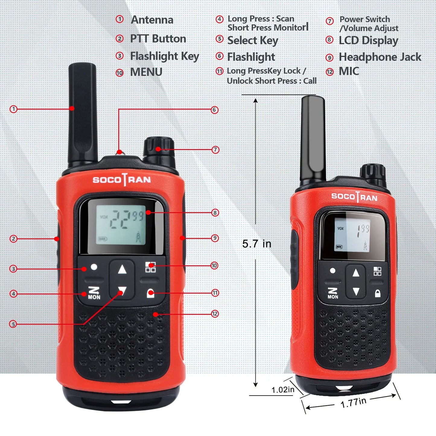 Socotran T80 Rechargeable Walkie Talkies: Long Distance Communication - Arkansas Outdoors Shop