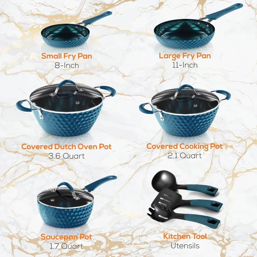 Diamond Home Kitchen Cookware Set (Blue) Cooking Pot    Non Stick