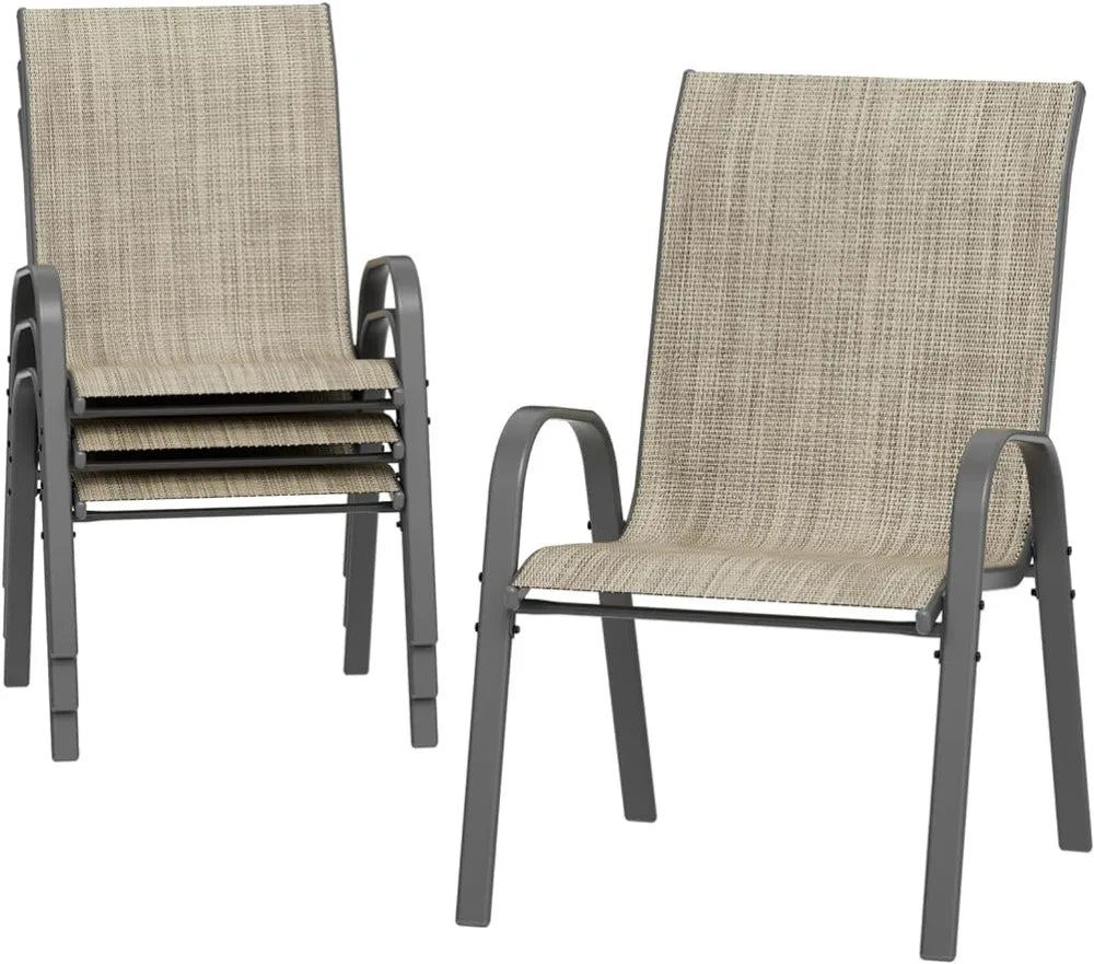 Backyard Deck Garden Chairs, Restaurant Set of 4 High Stacking Patio Dining Chairs