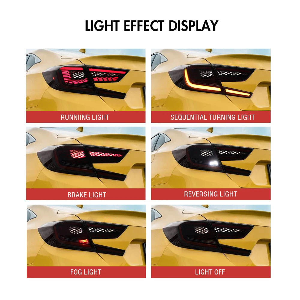 Taillights For Honda Accord 2018-2022 LED Lamps Assembly Auto Repiacement Parts Car Accessories Start-up Animation