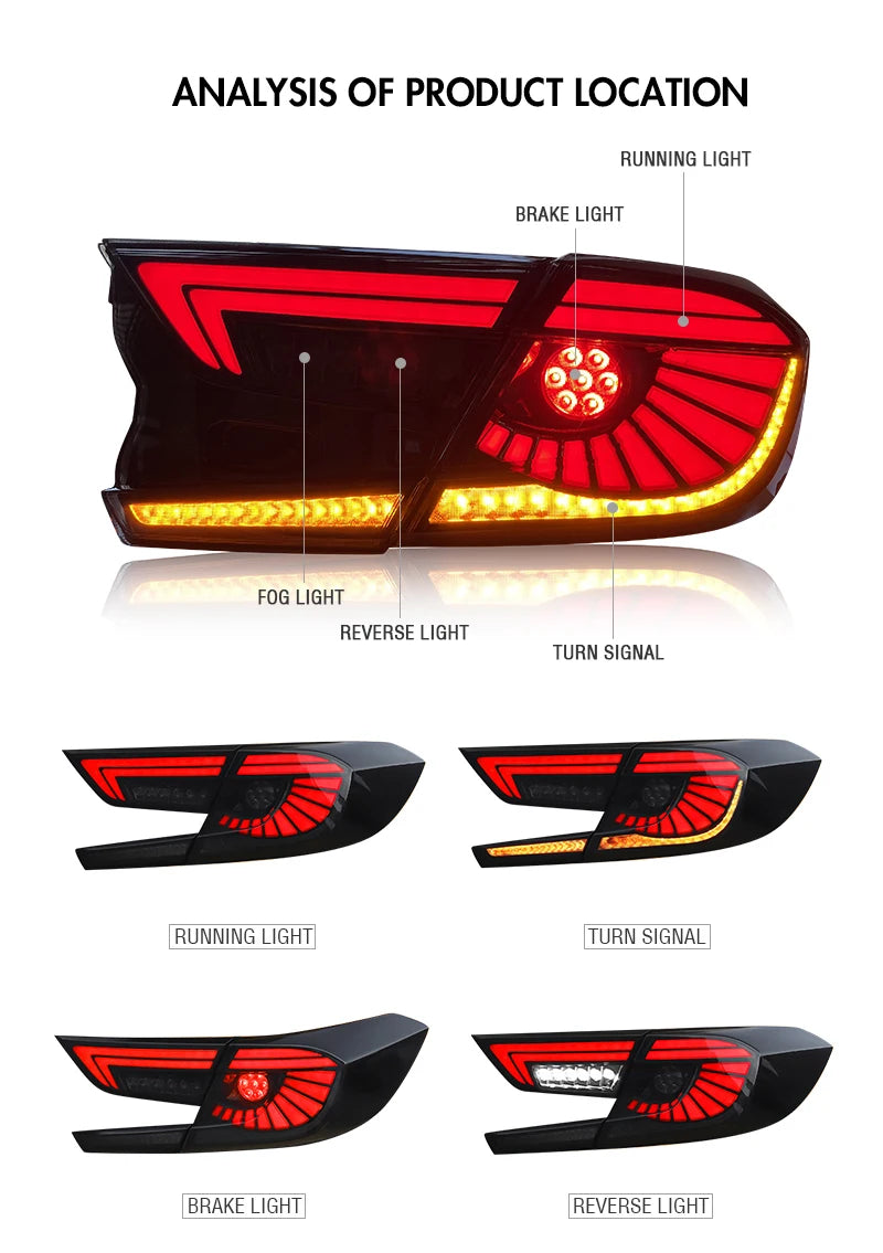 Taillights For Honda Accord 2018-2022 Tail Lights LED Lamp Assembly Auto Repiacement Parts Car Accessories Start-up Animation