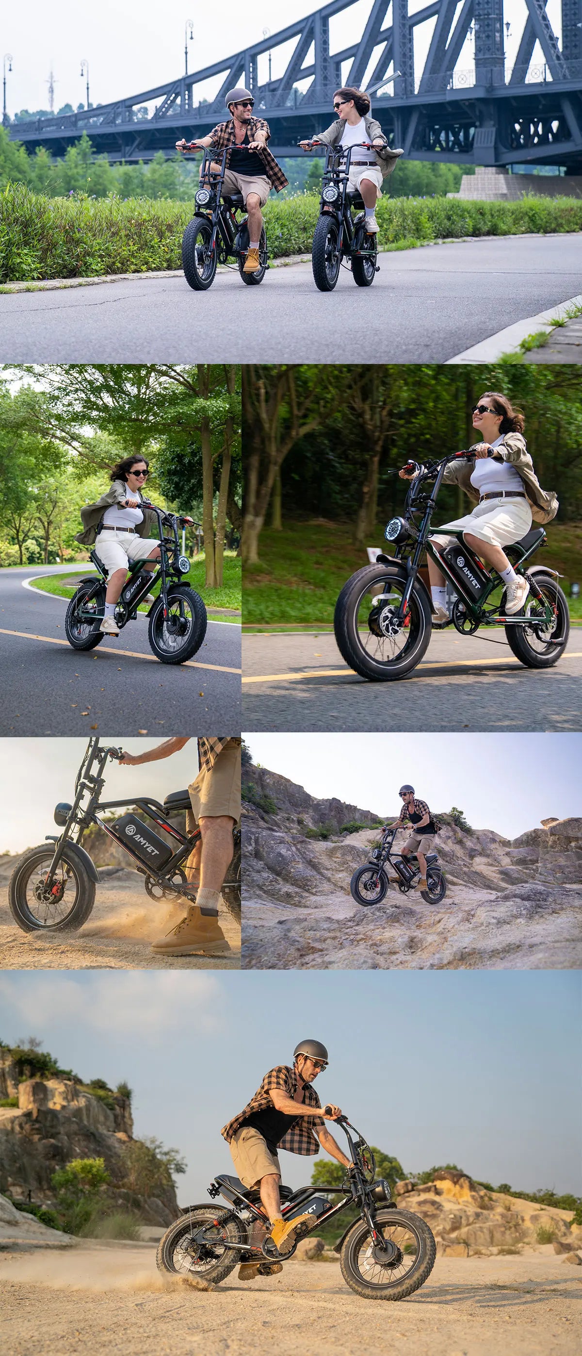 AMYET S8 Adults Electric Bike For Men 2000W Dual Motor Bicycle 48V 25AH Battery 20" Ebike Electric E Bikes Mountain Moped Ebikes