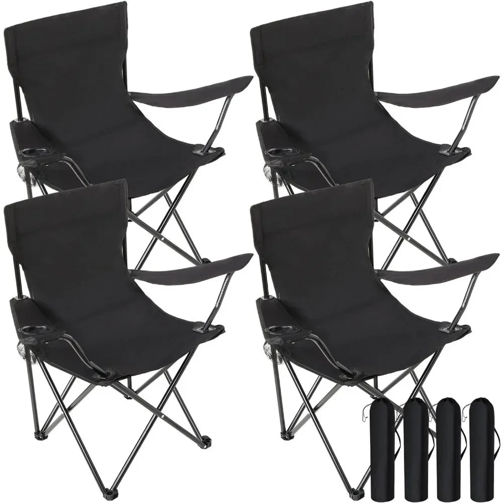 4-Piece Portable Camping Chair Set with Cup Holders