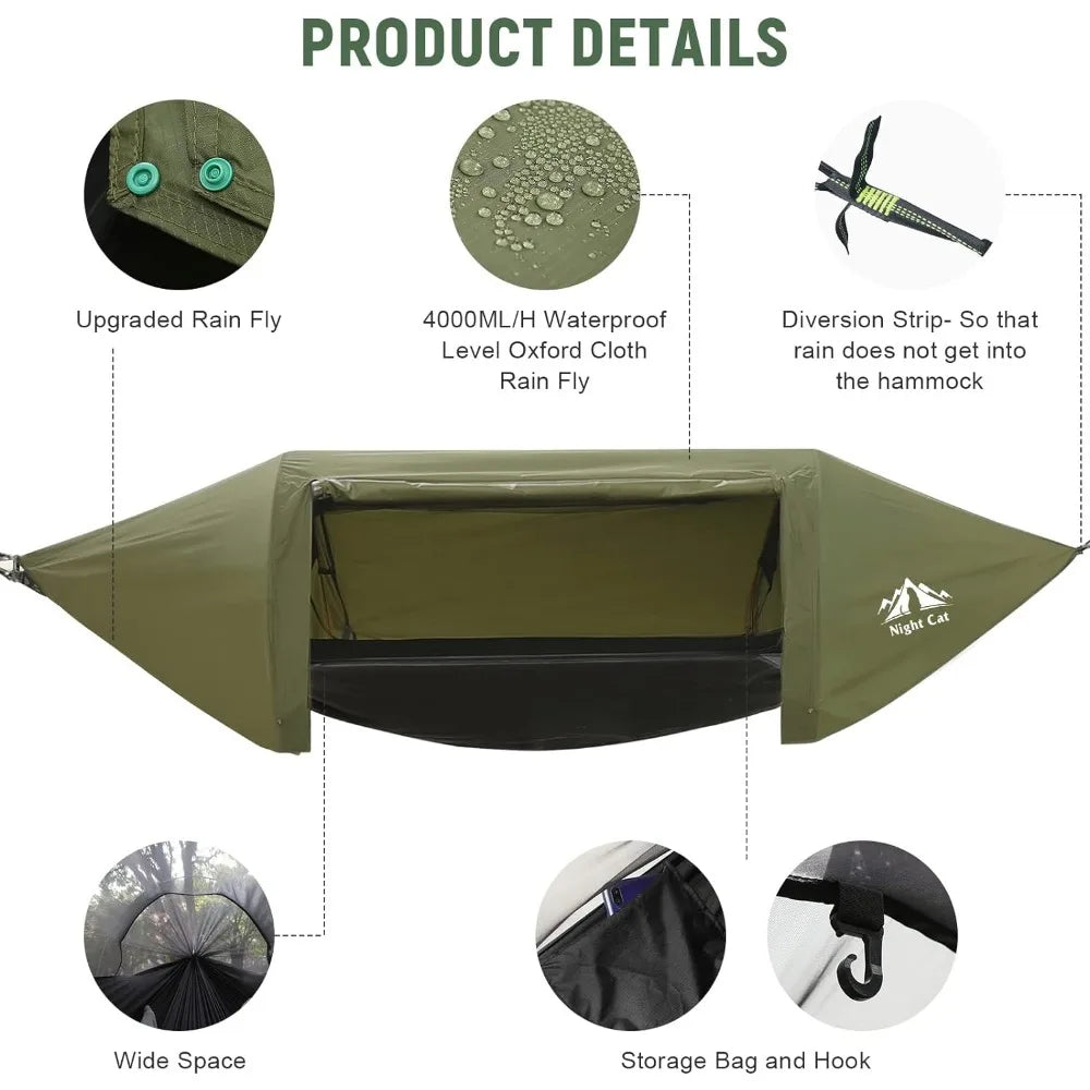 Camping Hammock Tent with Mosquito Net and Rain Fly 1 Person Backpacking Ground Tent - Arkansas Outdoors Shop