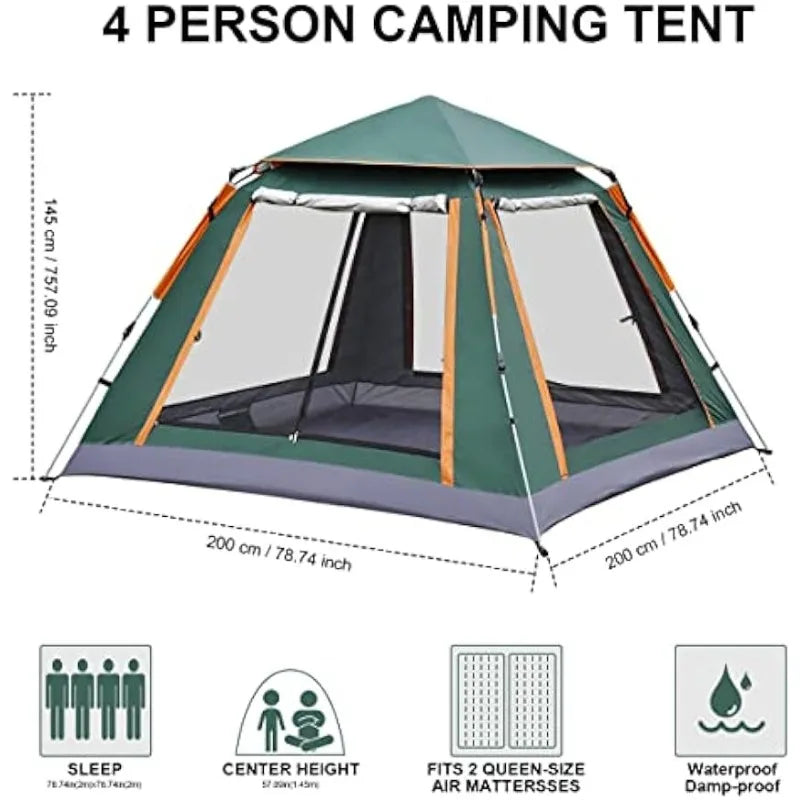 Merdia Automatic Camping Tent Automatic Hydraulic Canopy Tent for Camping Hiking Travel or Beach - Arkansas Outdoors Shop