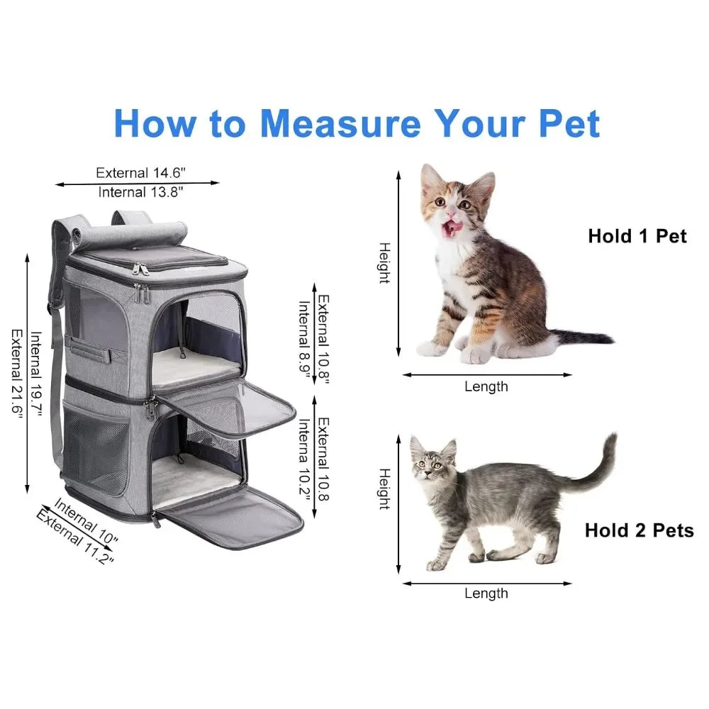 Pet Backpack on Wheels for Small Cats and Dogs Rolling Cat Travel Harness Ultra Ventilated Design Free Shipping Grey - Arkansas Outdoors Shop