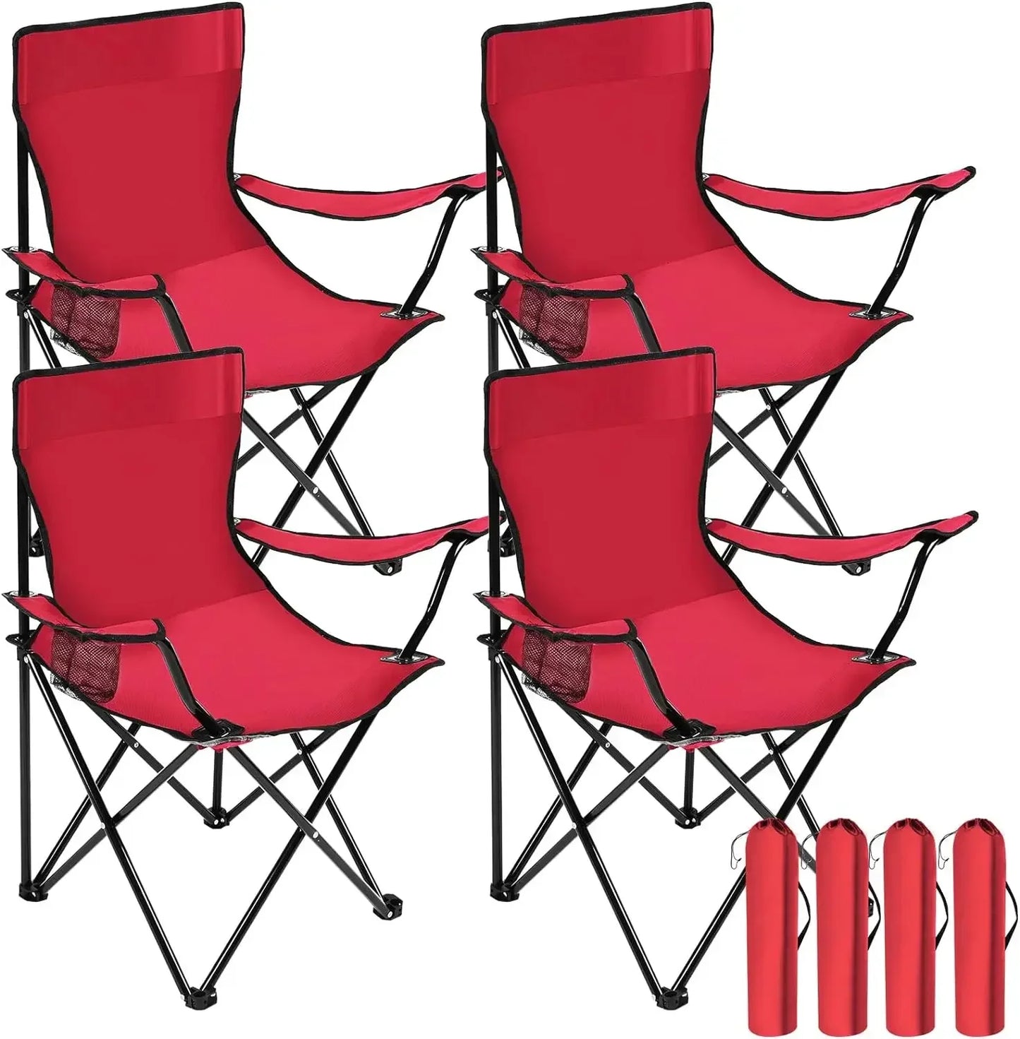 4-Piece Portable Camping Chair Set with Cup Holders