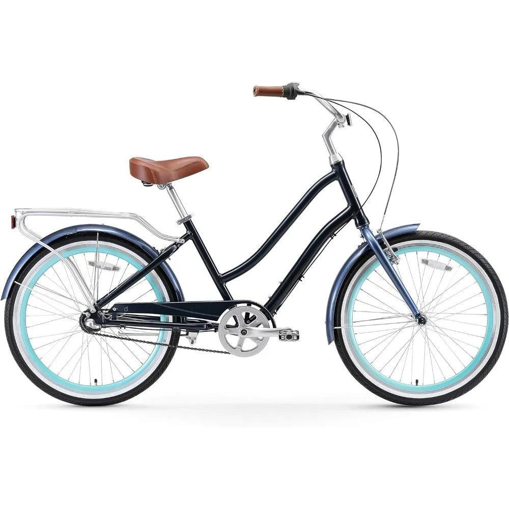 New Women's Hybrid Cruiser Bike, Step-Through Hybrid Bicycle, 1/3/7/21 Speed Bicycles