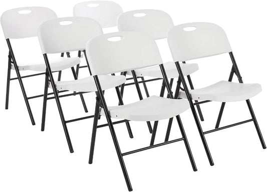 Basics 6-Pack White Folding Chairs, 350 lb Capacity