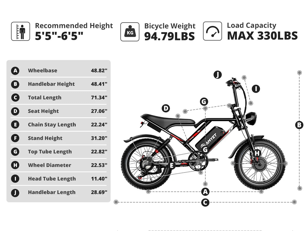 AMYET S8 Adults Electric Bike For Men 2000W Dual Motor Bicycle 48V 25AH Battery 20" Ebike Electric E Bikes Mountain Moped Ebikes