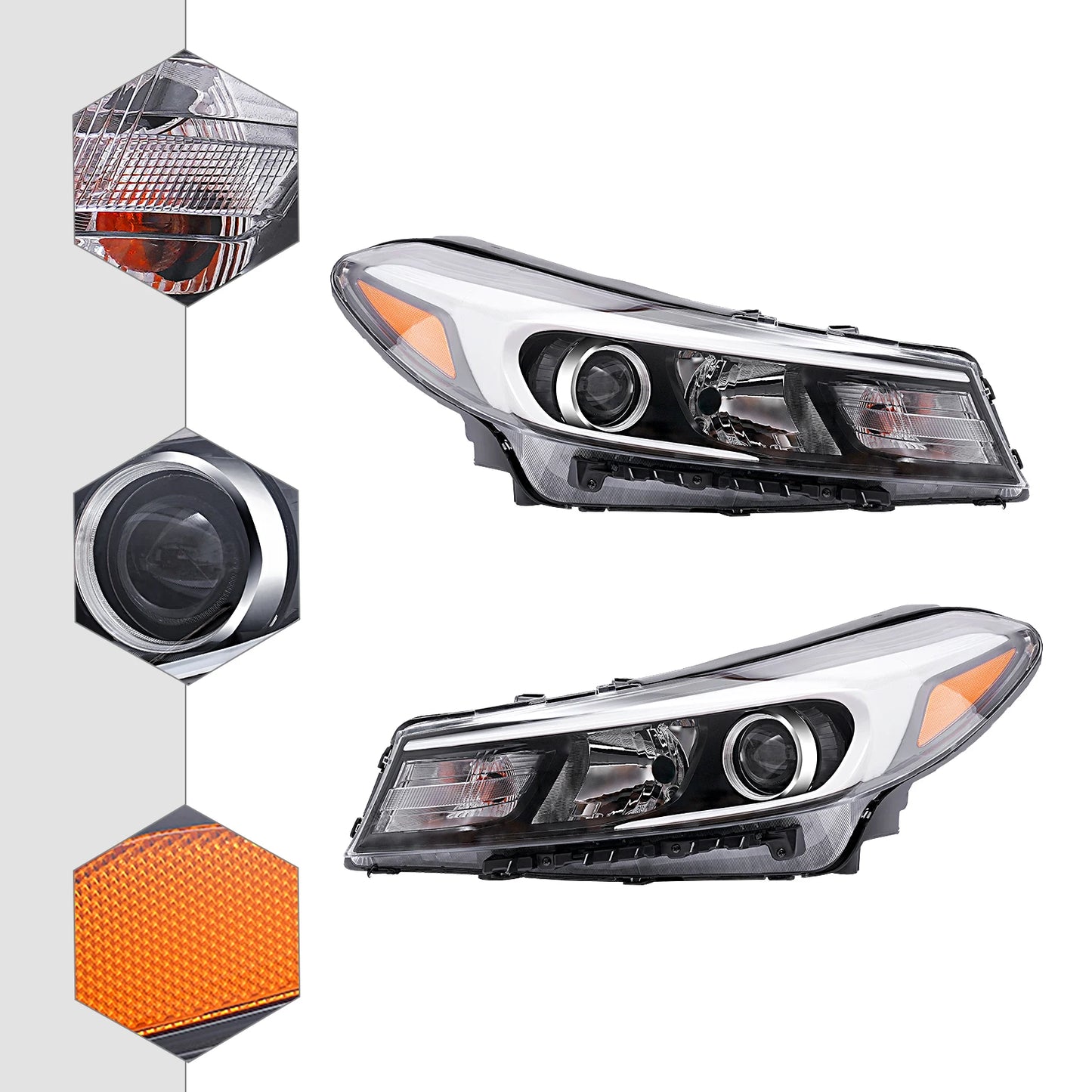 Chrome Front Headlights Headlamps For 2017 2018 Kia Forte Turn Signal Light Car Accessory