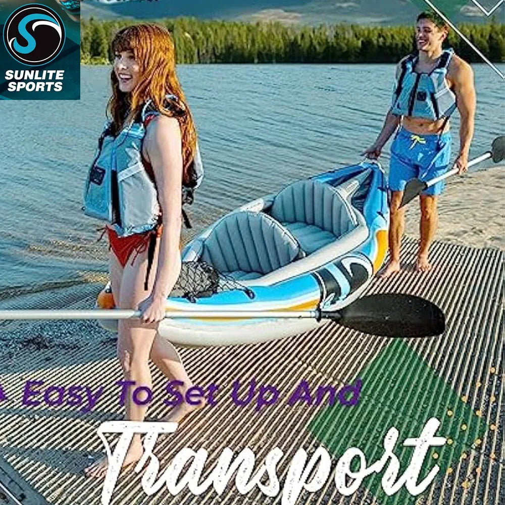 2023 New 2-Person Inflatable Kayak with Aluminum Oars) High Output Air Pump and Storage Bag, Double Tandem Kayak - Arkansas Outdoors Shop