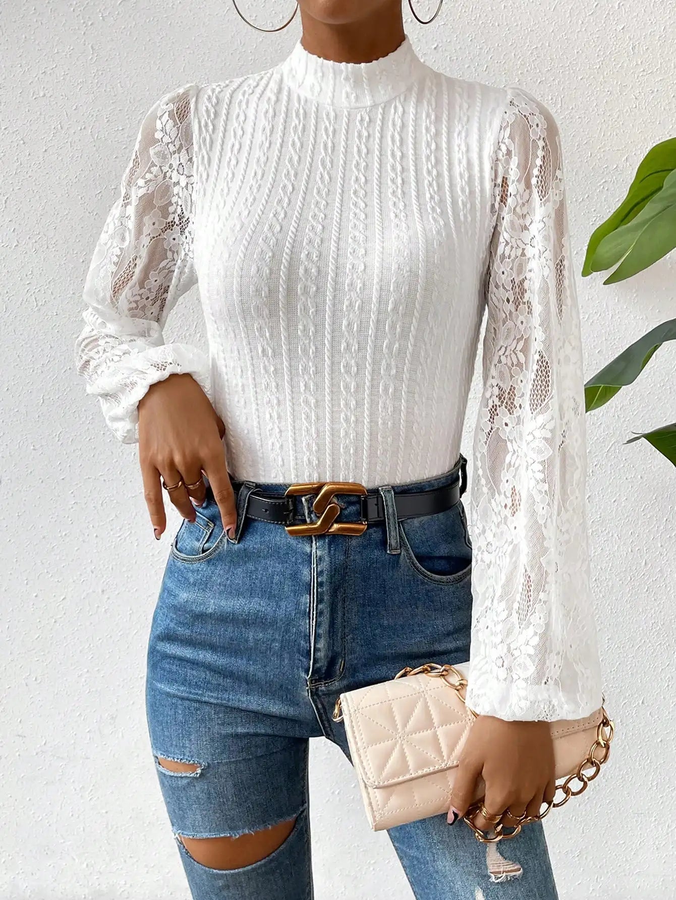 2024 New Fashion Versatile Women's jumpsuit Elegant Slim Fit Round Neck Lace Long Sleeve jumpsuit Available in Multiple Colors