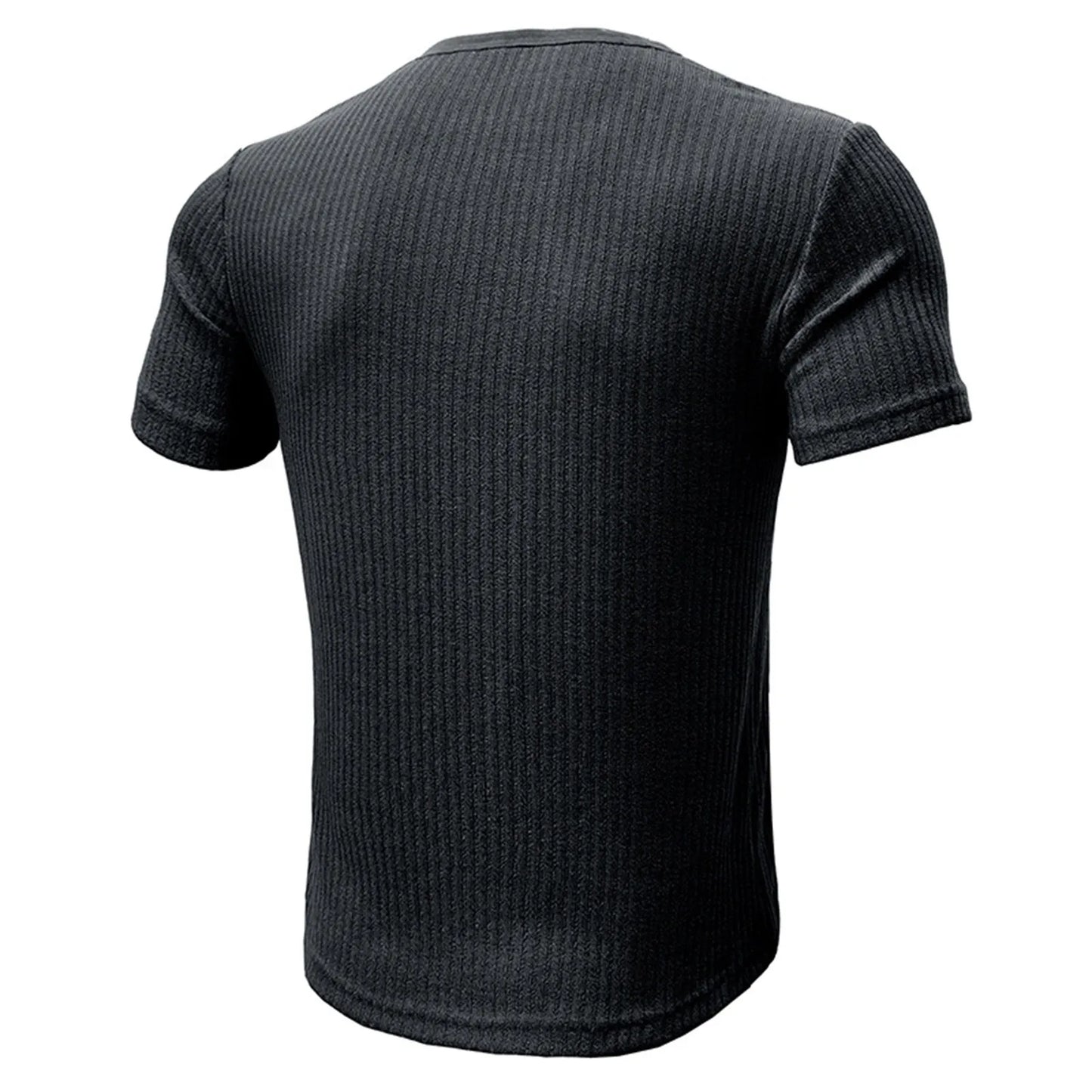 Men's Threaded T-shirt Summer Running Sports Fitness Clothes Muscle Slim Fit Short Sleeve T-shirt V-neck Collar Casual Tops