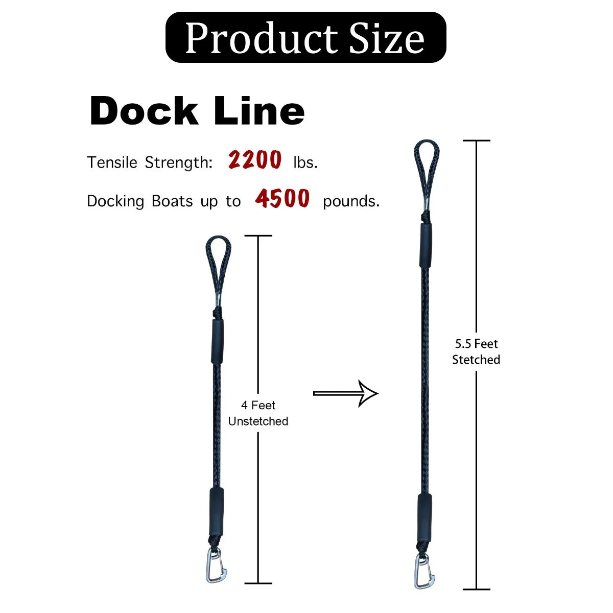 2/1PCS Dock Lines Elastic Dock Lines: Kayak & Boat Essential - Arkansas Outdoors Shop