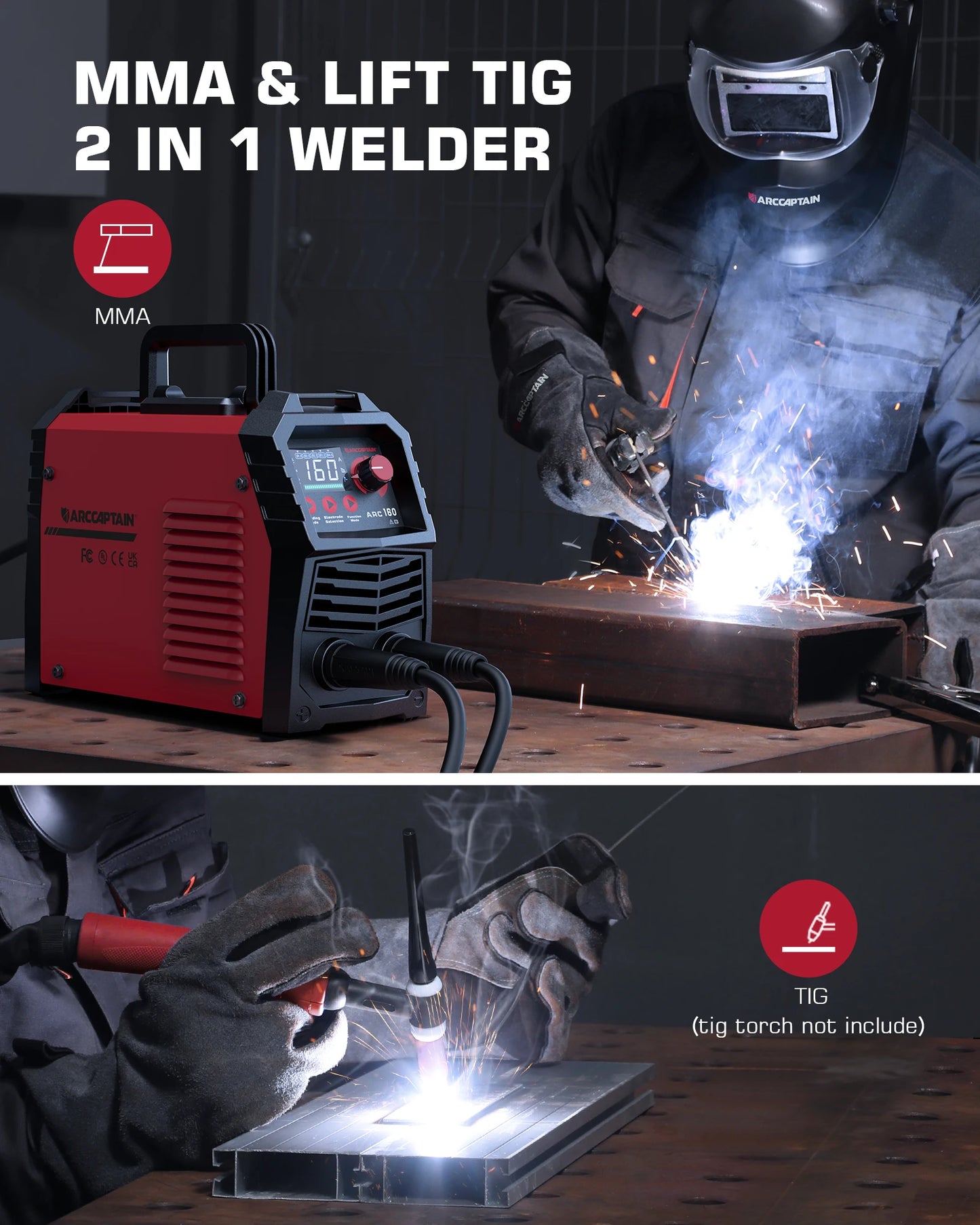 ARCCAPTAIN 160A Dual Voltage Inverter ARC Welder