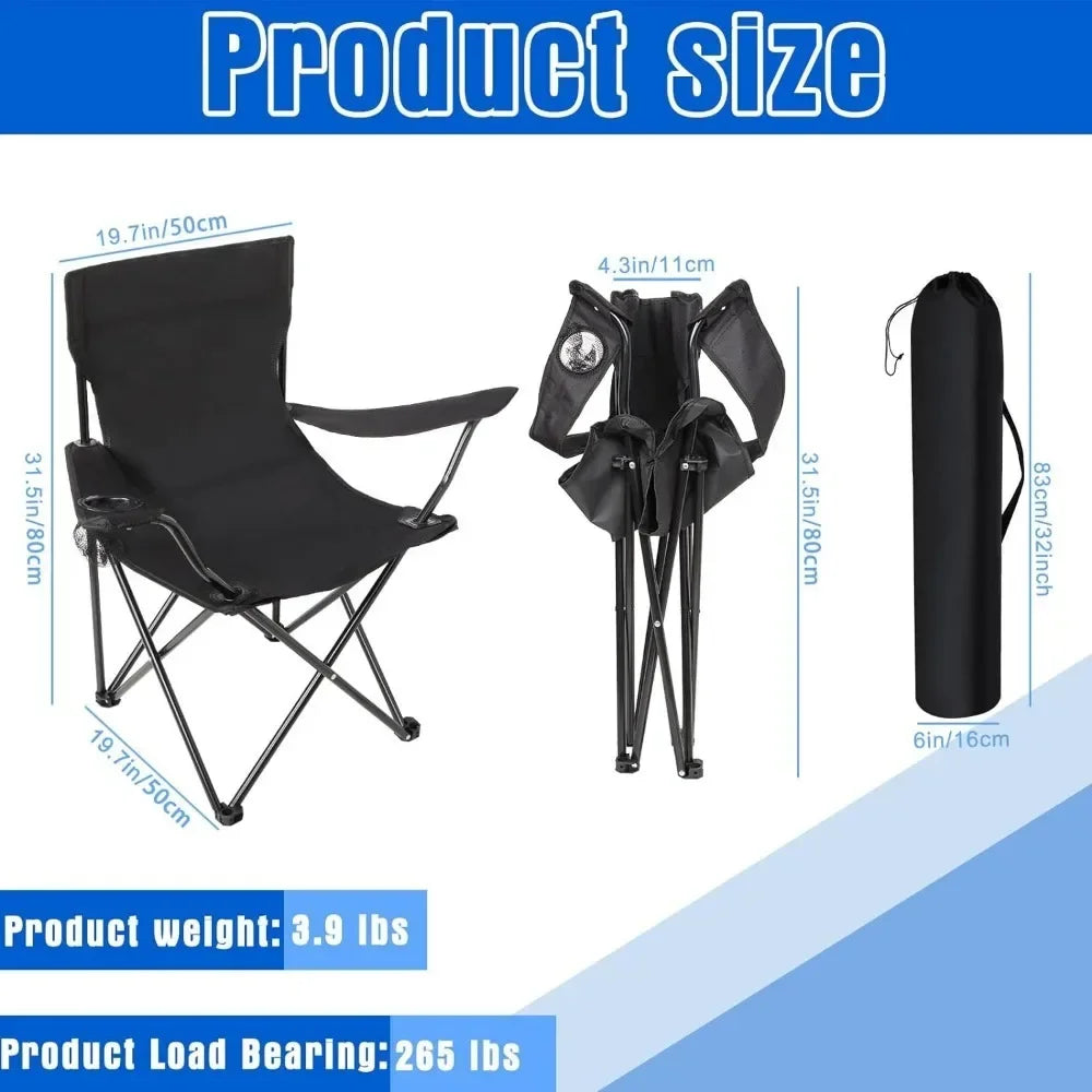 4-Piece Portable Camping Chair Set with Cup Holders