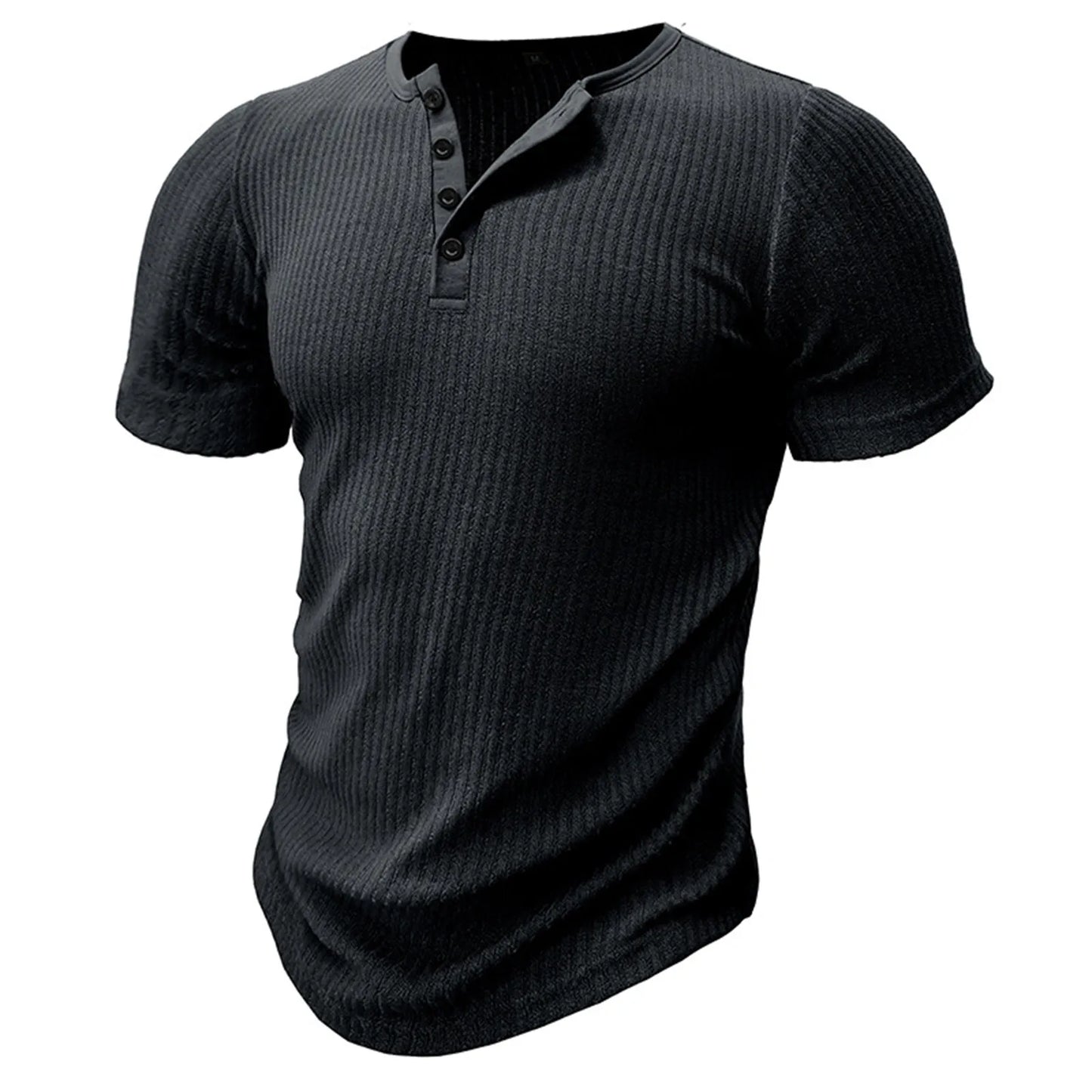 Men's Threaded T-shirt Summer Running Sports Fitness Clothes Muscle Slim Fit Short Sleeve T-shirt V-neck Collar Casual Tops