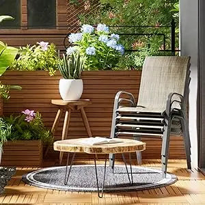 Backyard Deck Garden Chairs, Restaurant Set of 4 High Stacking Patio Dining Chairs