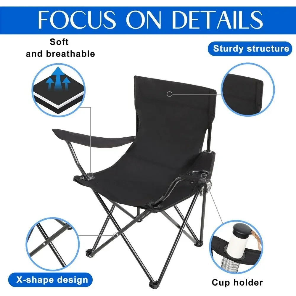 4-Piece Portable Camping Chair Set with Cup Holders