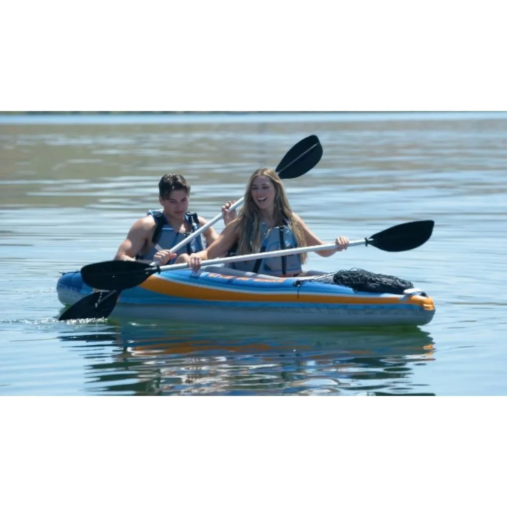 2023 New 2-Person Inflatable Kayak with Aluminum Oars) High Output Air Pump and Storage Bag, Double Tandem Kayak - Arkansas Outdoors Shop