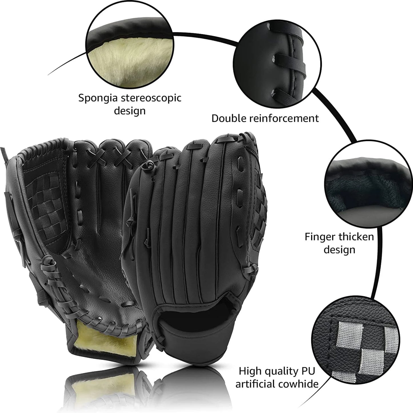 Outdoor Sport Baseball Glove PU Leather Batting Gloves Softball Practice Equipment Baseball Training Competition Glove For Kids