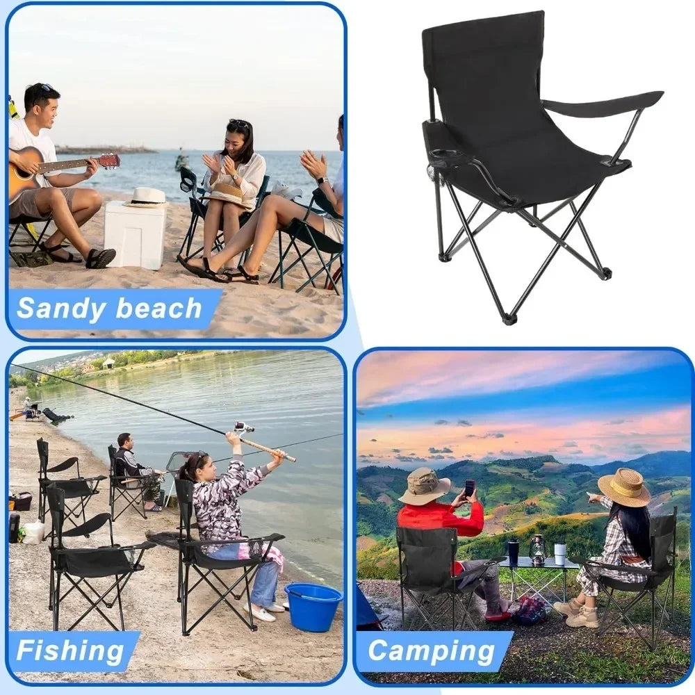 4-Piece Portable Camping Chair Set with Cup Holders