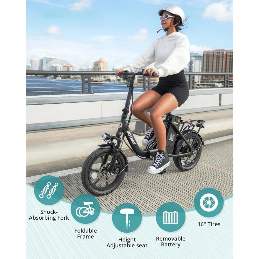 Electric Bike,25Miles Range& Speed 15.5Mph,350W Motor,Folding E-Bike with Removable Battery,Commuter Electric Bicycle for Adults