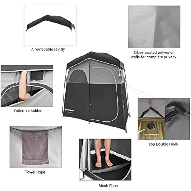 KingCamp Camping Shower Tent Oversize Space Privacy Tent Portable Outdoor Shower Tents for Camping - Arkansas Outdoors Shop