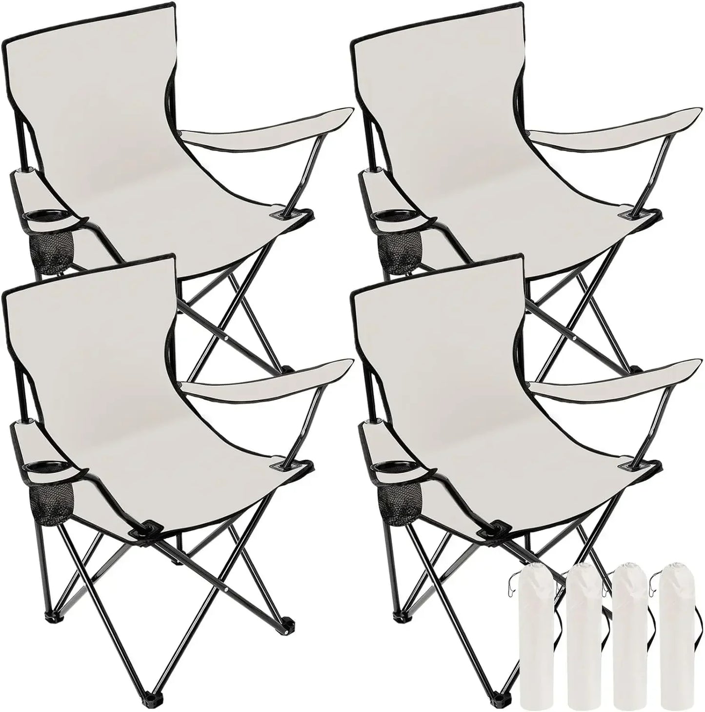 4-Piece Portable Camping Chair Set with Cup Holders