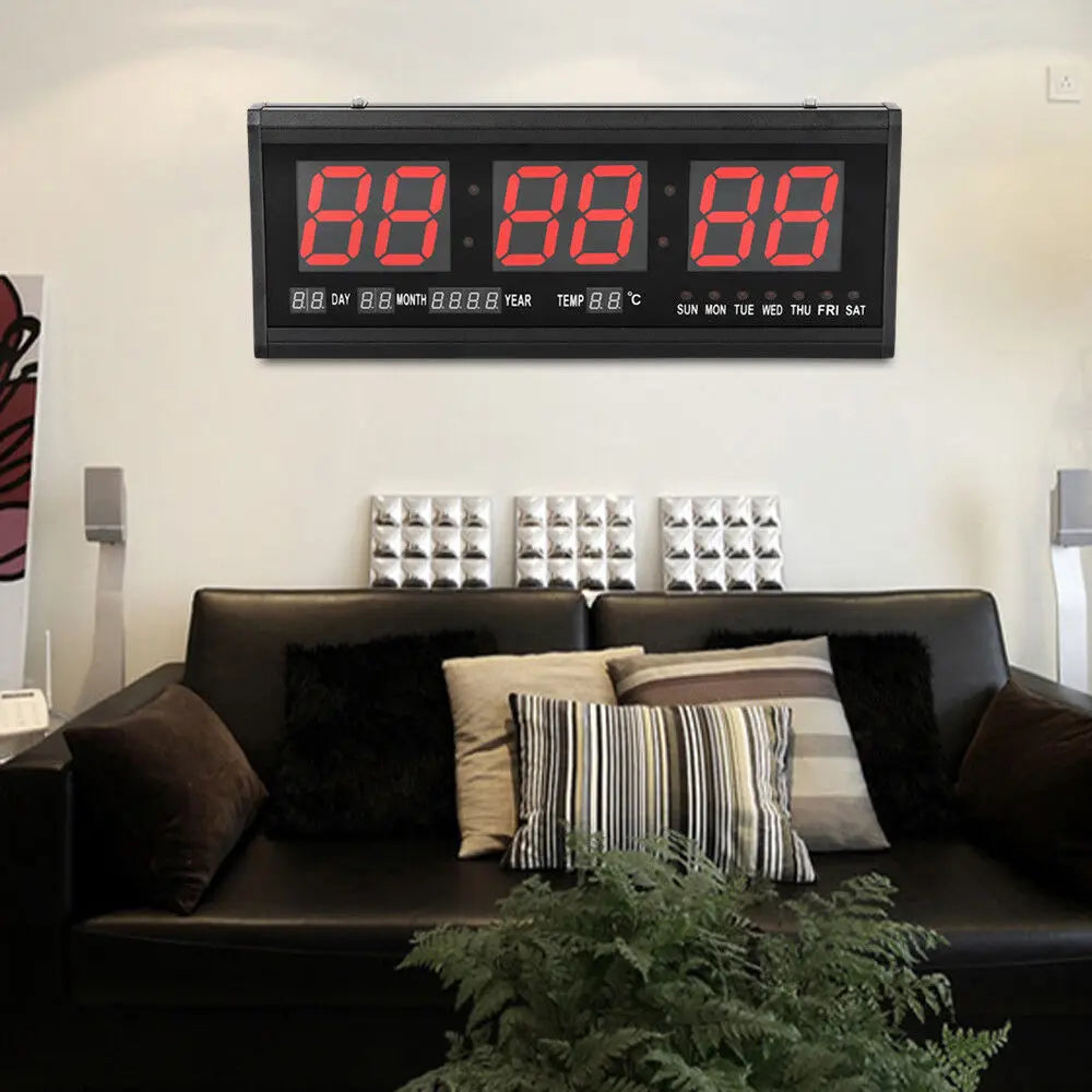 LED Digital Wall Clock Large Screen Calendar Thermometer Modern Electronic Clock