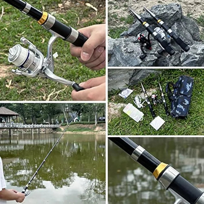 Telescopic Fishing Rod Reel Combo 2PCS 6.89FT Collapsible Fishing Pole Spinning Reel Lures Accessories - Arkansas Outdoors Shop