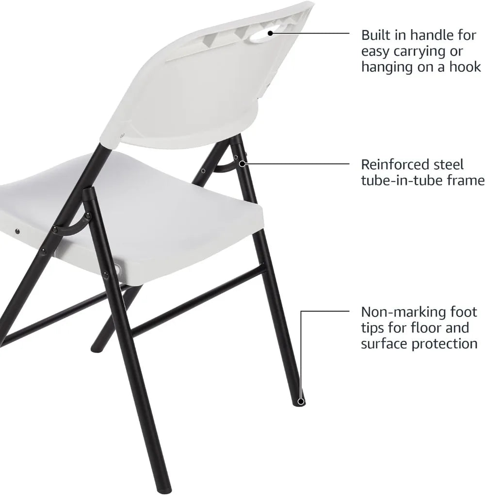 Basics 6-Pack White Folding Chairs, 350 lb Capacity