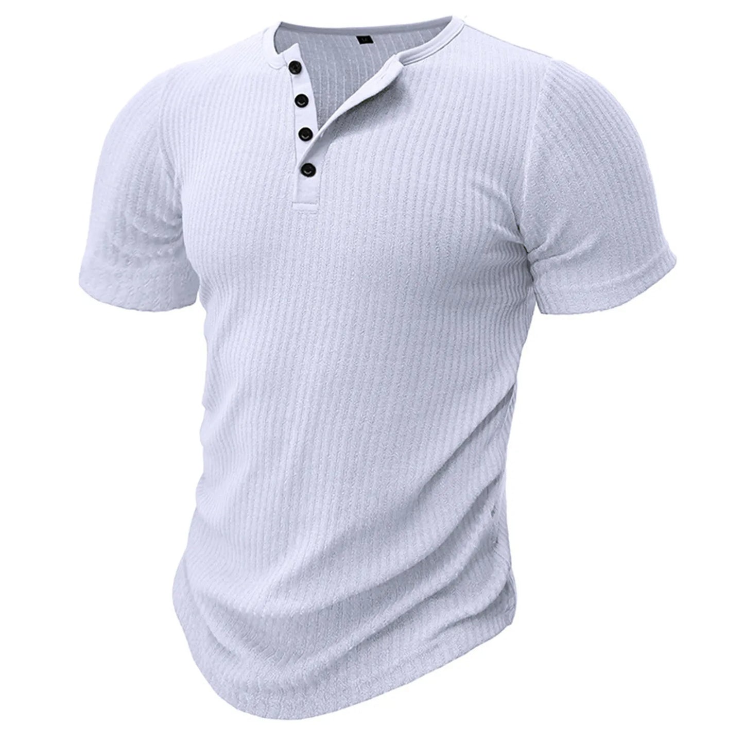 Men's Threaded T-shirt Summer Running Sports Fitness Clothes Muscle Slim Fit Short Sleeve T-shirt V-neck Collar Casual Tops