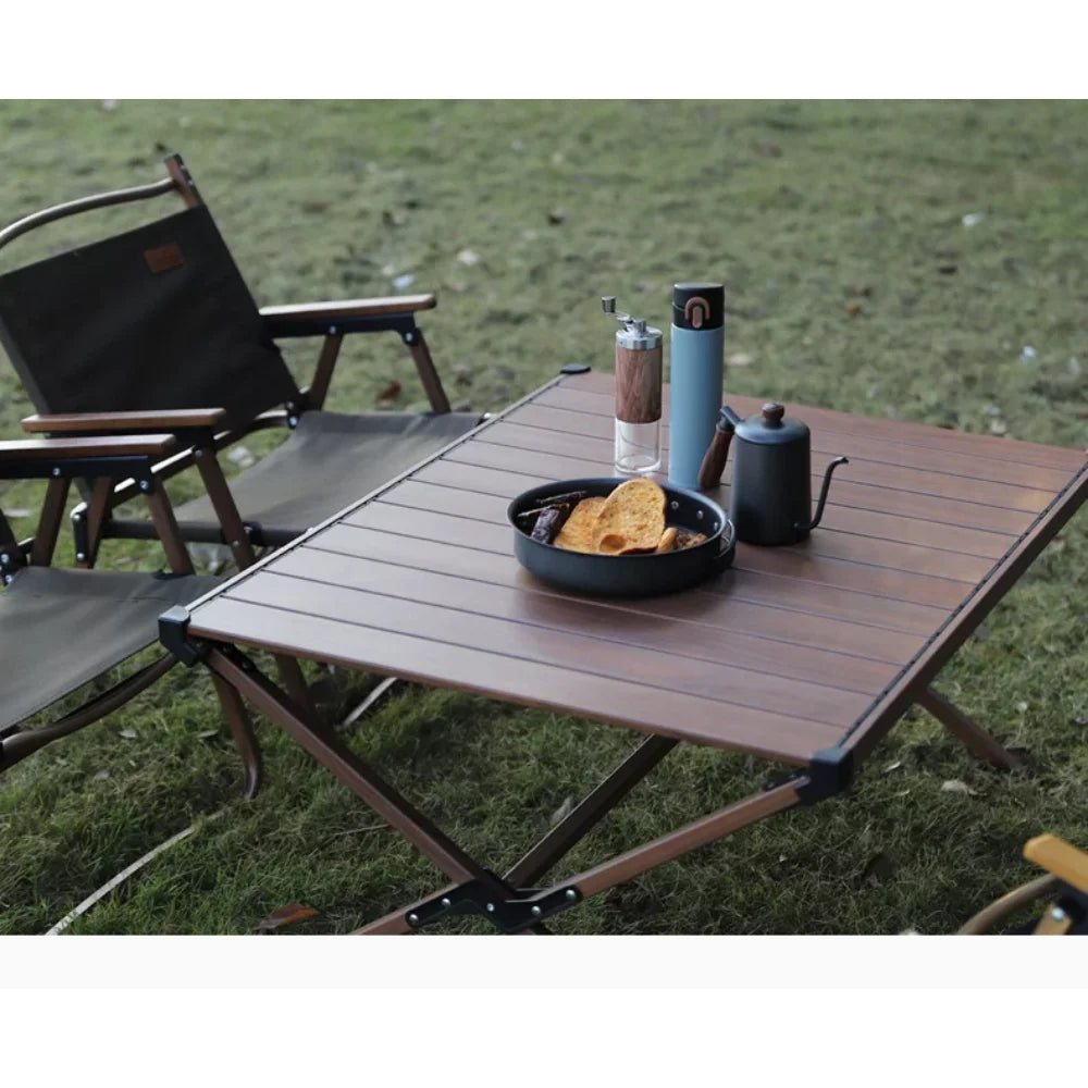 Ozark Trail Aluminum Roll-Top Camping Table, Dark Brown - Arkansas Outdoors Shop