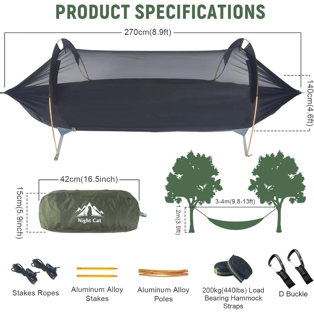 Camping Hammock Tent with Mosquito Net and Rain Fly 1 Person Backpacking Ground Tent - Arkansas Outdoors Shop