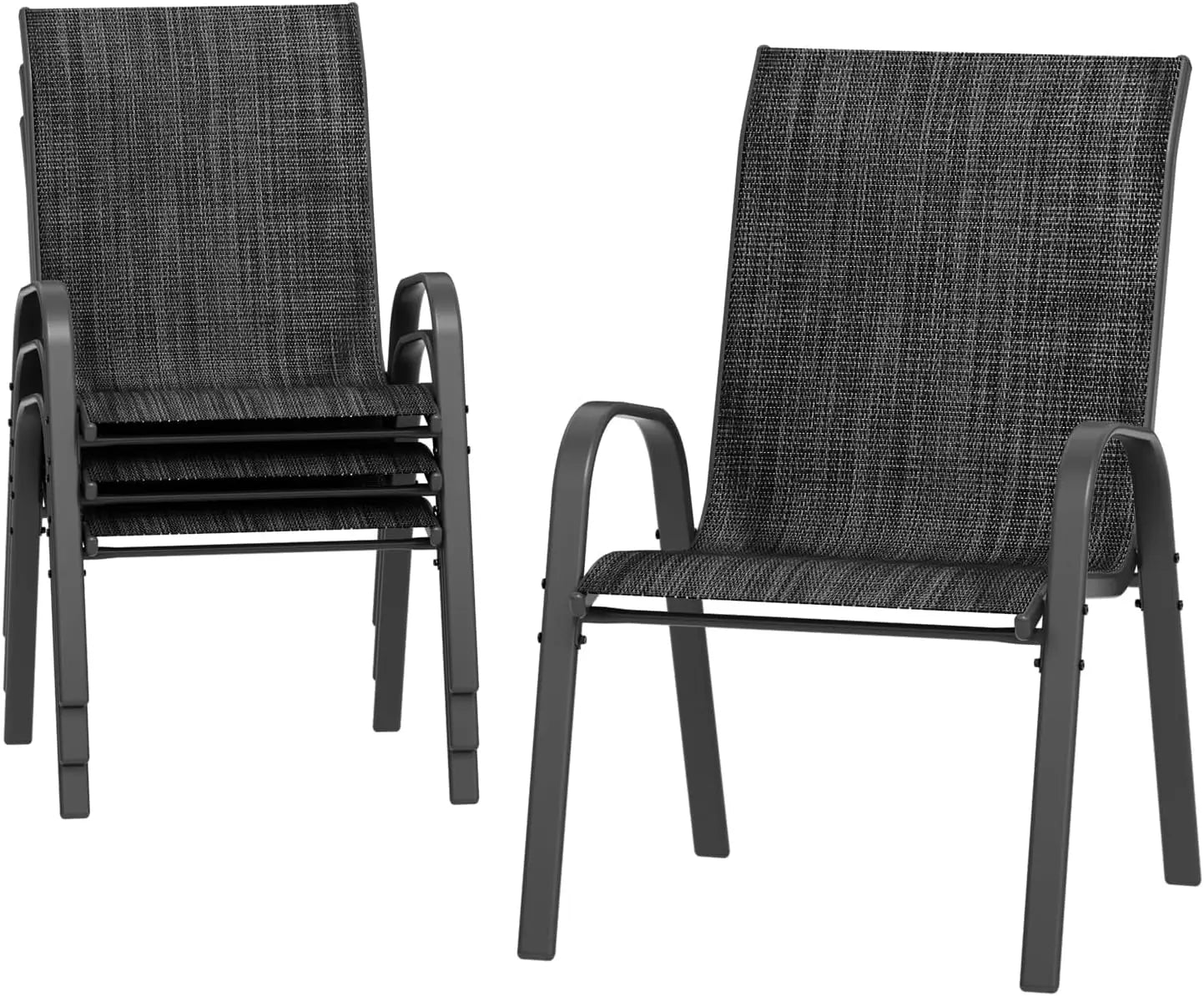 Backyard Deck Garden Chairs, Restaurant Set of 4 High Stacking Patio Dining Chairs