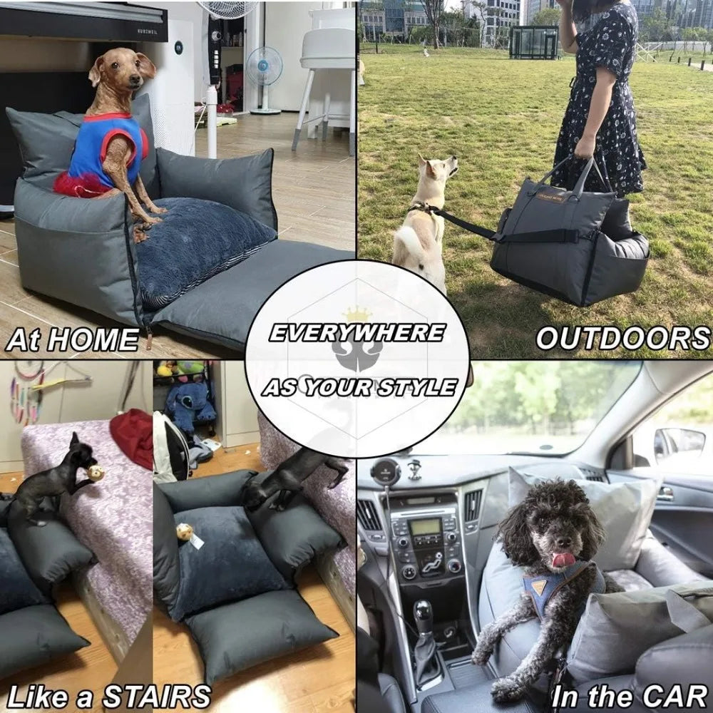 Durable Dog Car Seat with Front & Back Protection: Booster Seat with Adjustable Leashes and Belts - Arkansas Outdoors Shop