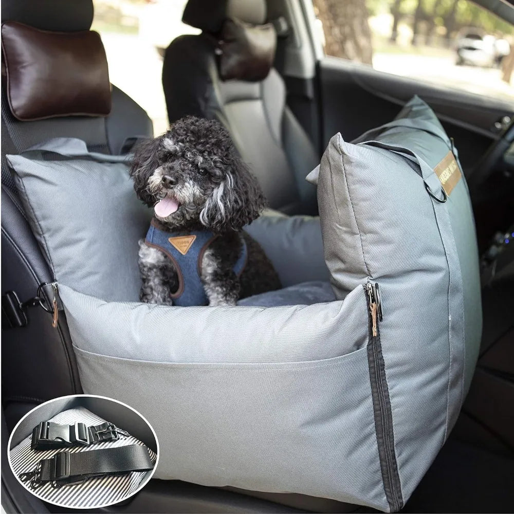 Durable Dog Car Seat with Front & Back Protection: Booster Seat with Adjustable Leashes and Belts - Arkansas Outdoors Shop