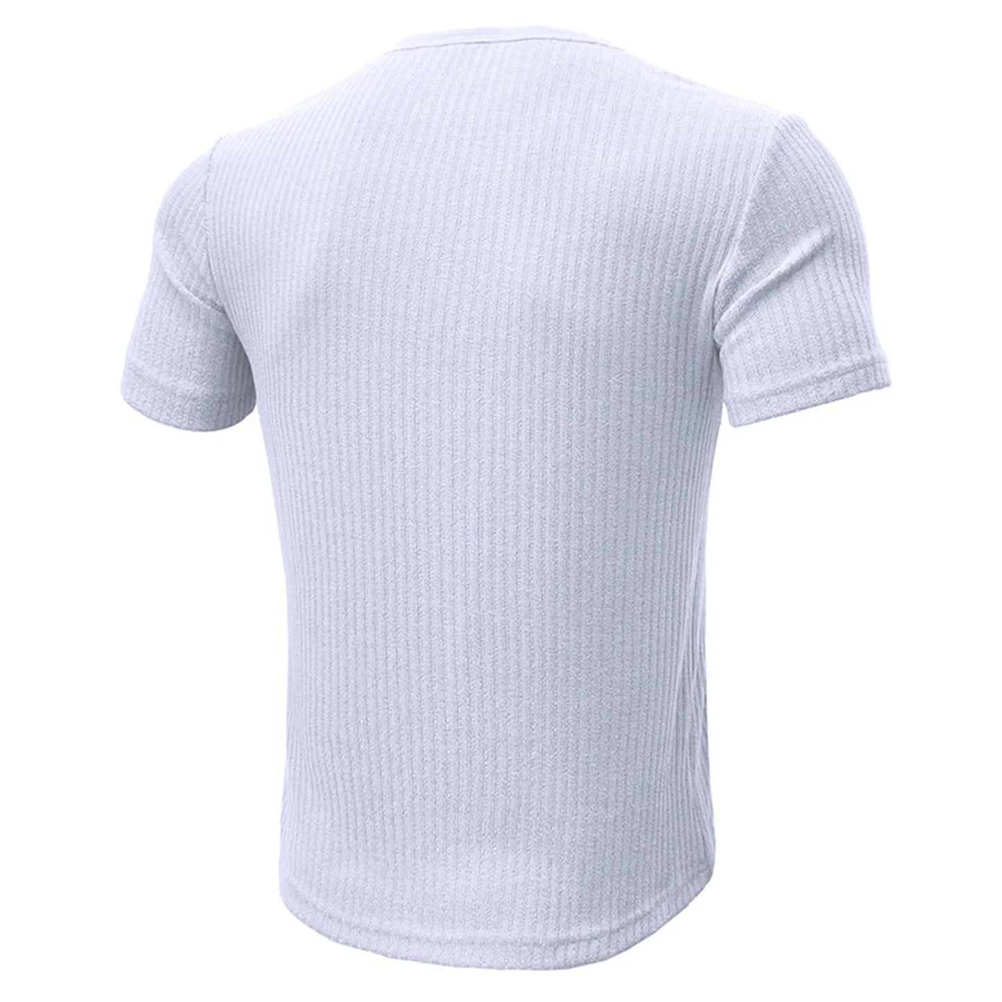 Men's Threaded T-shirt Summer Running Sports Fitness Clothes Muscle Slim Fit Short Sleeve T-shirt V-neck Collar Casual Tops