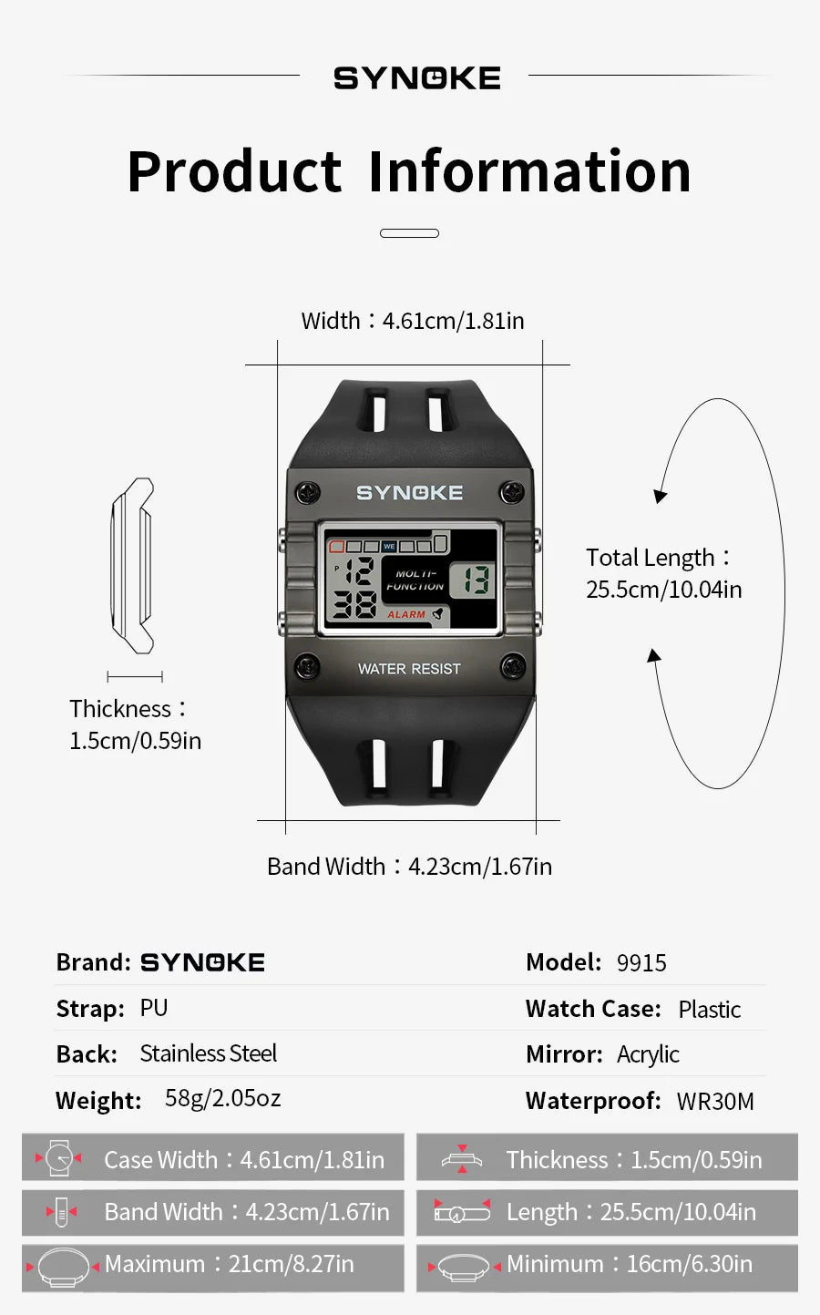 SYNOKE Mens Digital Sports Watch, Big Numbers, Large Display Face Big Digits, Easy to Read, Waterproof, Running Military Watch